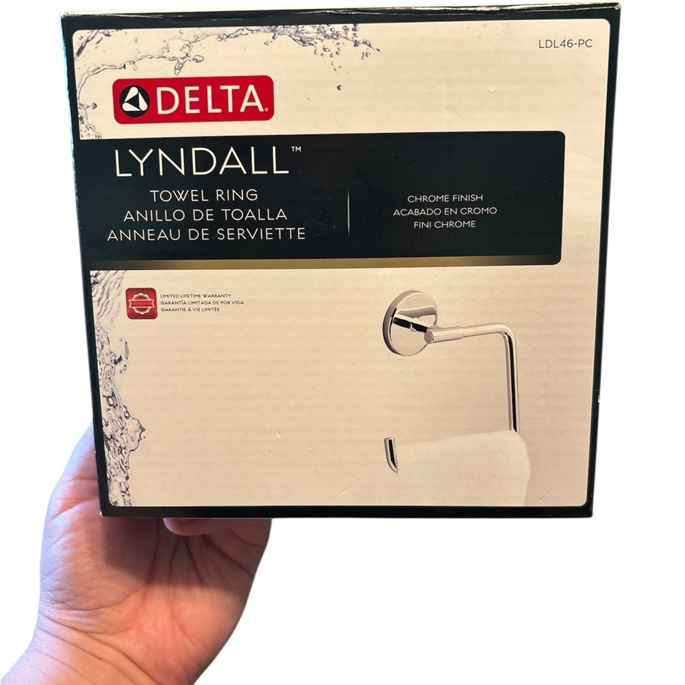 Delta LDL46-PC Lyndall Bathroom Towel Ring / Hook, Chrome Finish